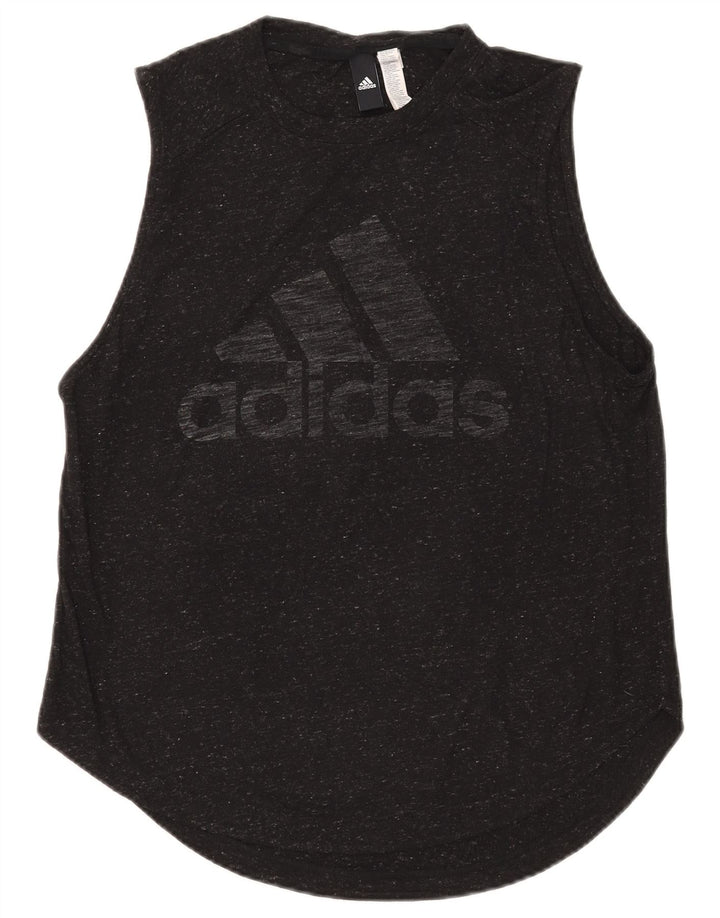 Adidas Dame Grafisk Vest Top UK 12/14 Medium Black Flecked