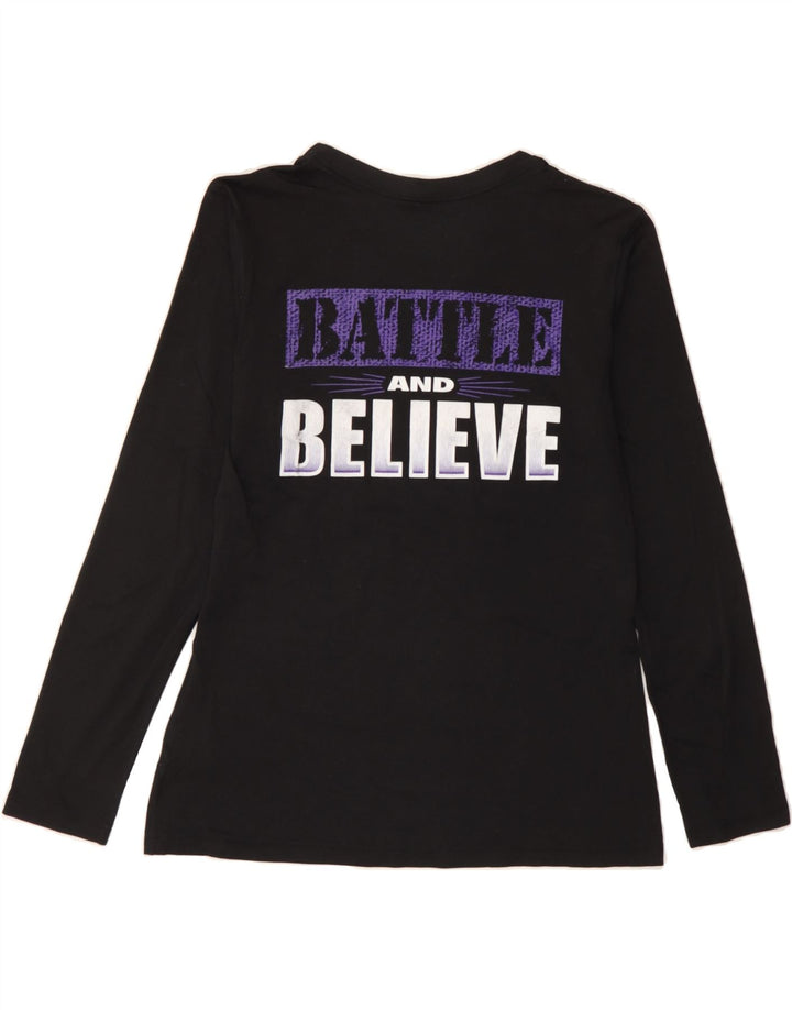 NIKE Womens Dri Fit Graphic Top Long Sleeve UK 12 Medium Black Polyester Vintage Nike and Second-Hand Nike from Messina Hembry 