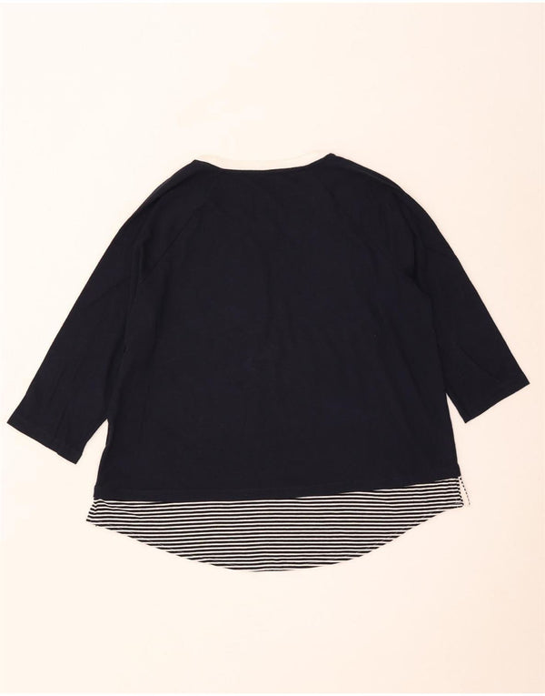 Marks & Spencer damebluse med 3/4 ærmer UK 18 XL marineblå stribet