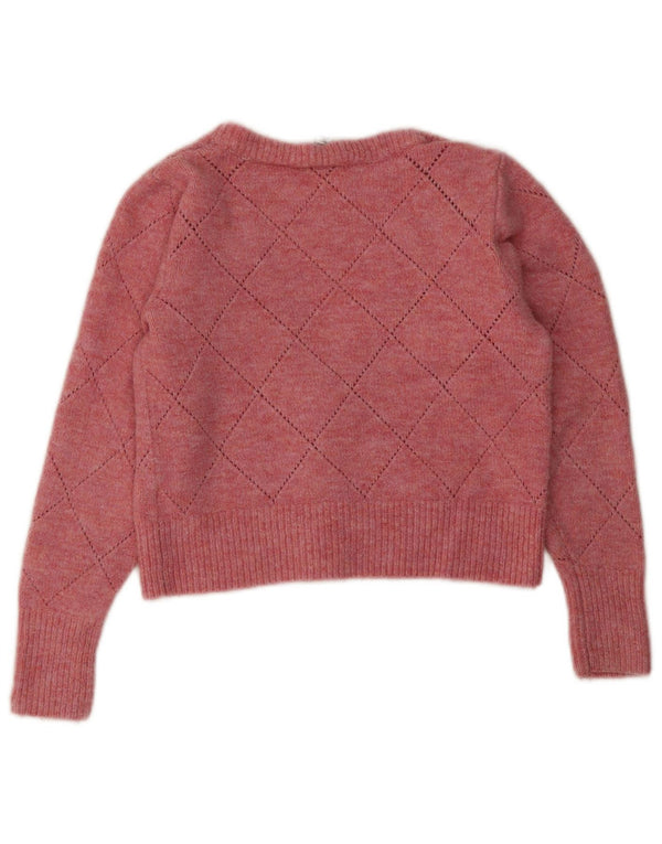 Topshop Womens Crop Cardigan Sweater UK 10 Small Pink Acryl