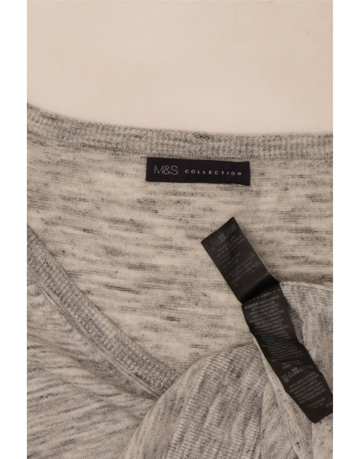 Marks & Spencer Dame V-hals sweater UK 8 Small Grey Flecked