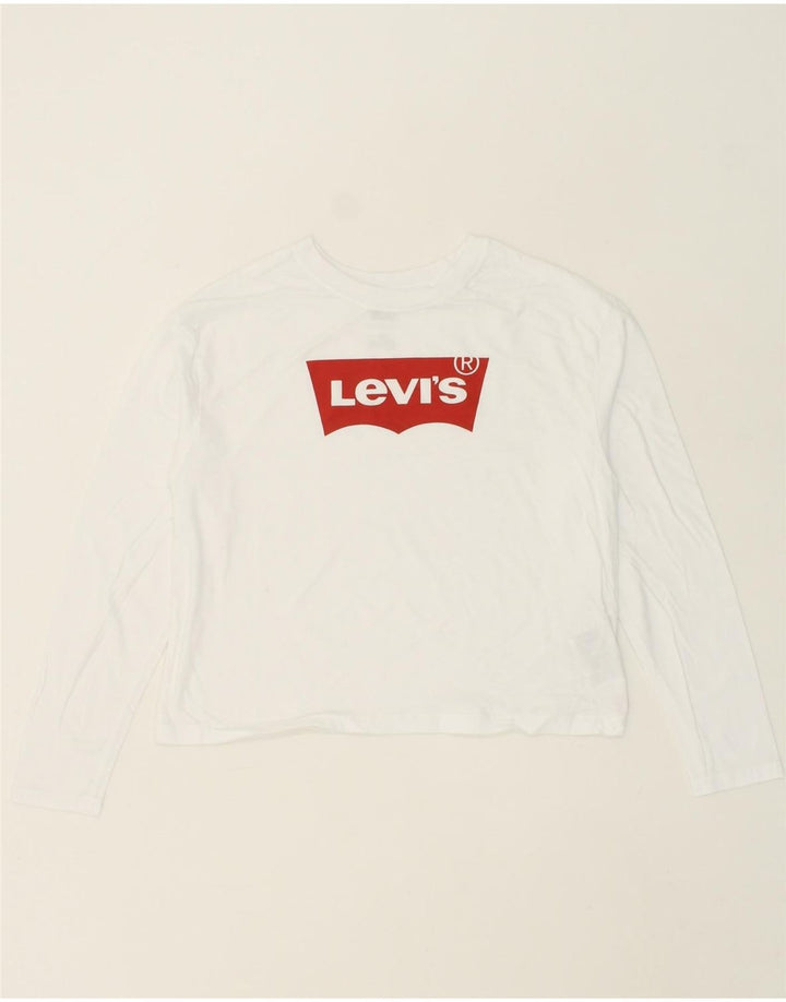 LEVI'S Girls Graphic Top Long Sleeve 13-14 Years White Cotton Vintage Levi's and Second-Hand Levi's from Messina Hembry 