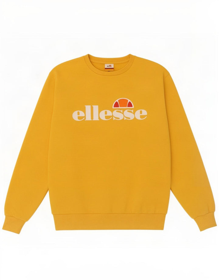 Ellesse Dame Grafisk Oversized Sweatshirt Jumper UK 10 Lille Gul