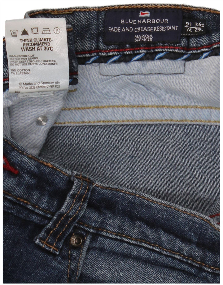 Marks & Spencer Herre Blue Harbor Straight Jeans W36 L29 Blue Cotton