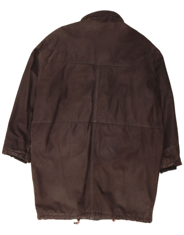 Patricia Herre Læder Windbreaker Coat UK 44 2XL Brun