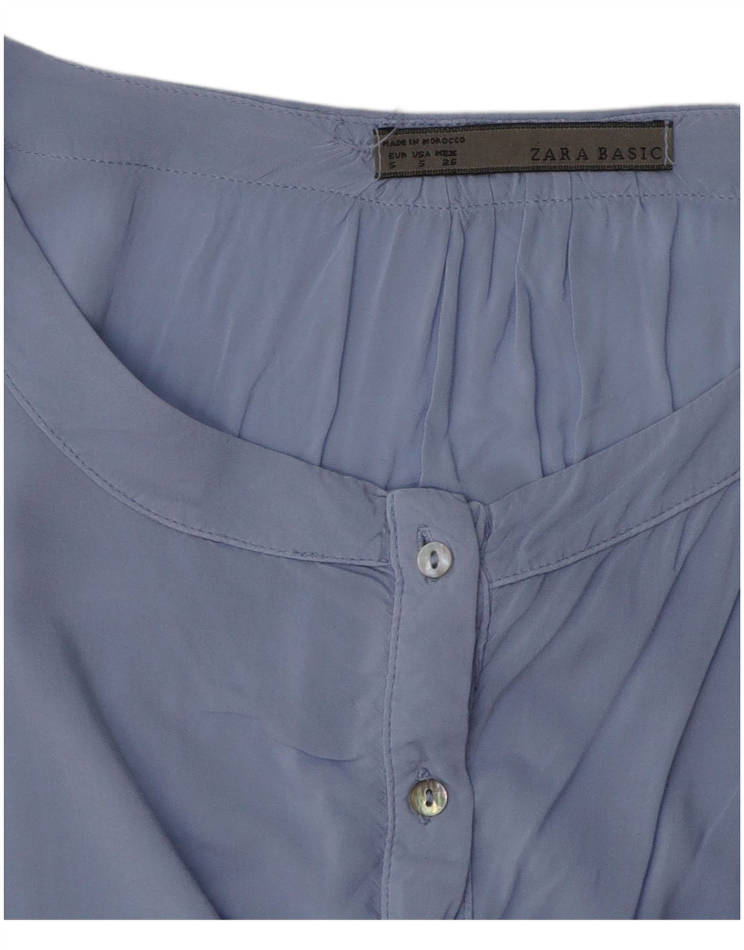 Zara Dame Oversized Bluse Top UK 10 Lille Blå