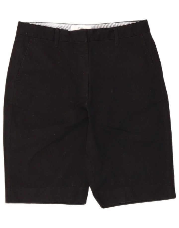 Marks & Spencer Chino Shorts til kvinder UK 12 Medium W30 Sort Bomuld