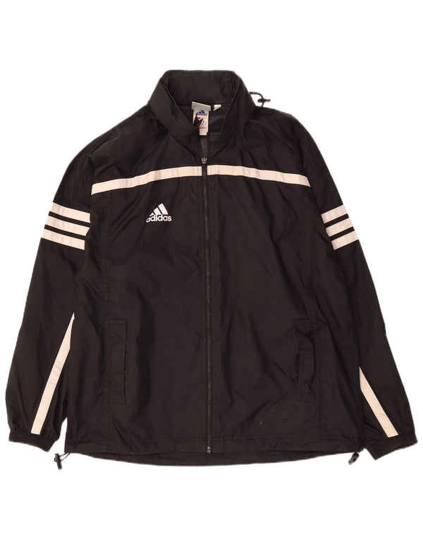 Adidas Regnjakke med hætte til mænd UK 40/42 Medium Black Colourblock Nylon