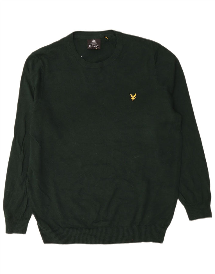 Lyle & Scott Herre sweater med rund hals XL grøn bomuld