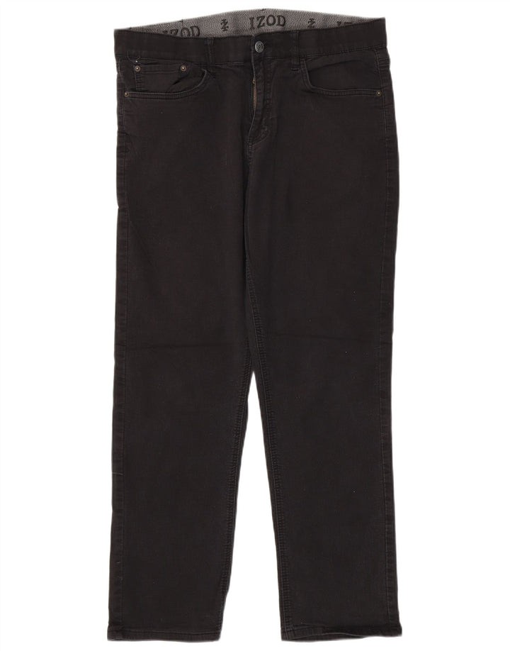 IZOD Herre Regular Fit Straight Jeans W34 L30 Sort Bomuld