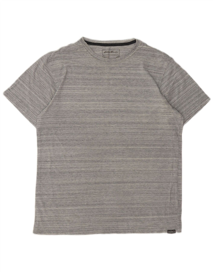 EDDIE BAUER Herre T-shirt Top Medium Grey Nålestribet bomuld