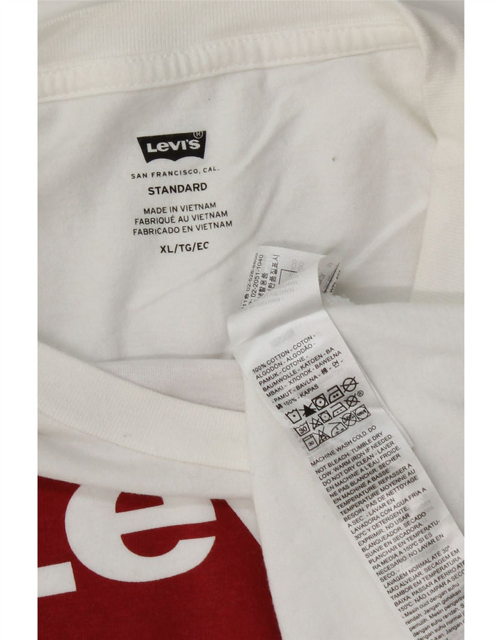 LEVI'S Herre Standard Grafisk T-Shirt Top XL Hvid Bomuld