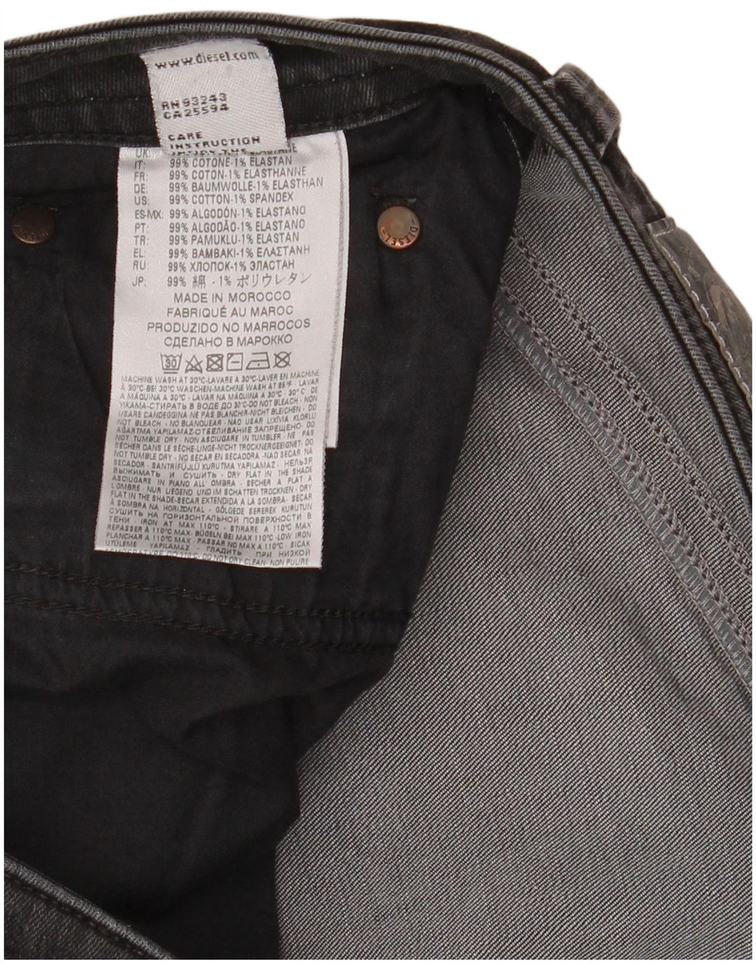 Diesel Herre Skinny Jeans W34 L32 Grå Bomuld