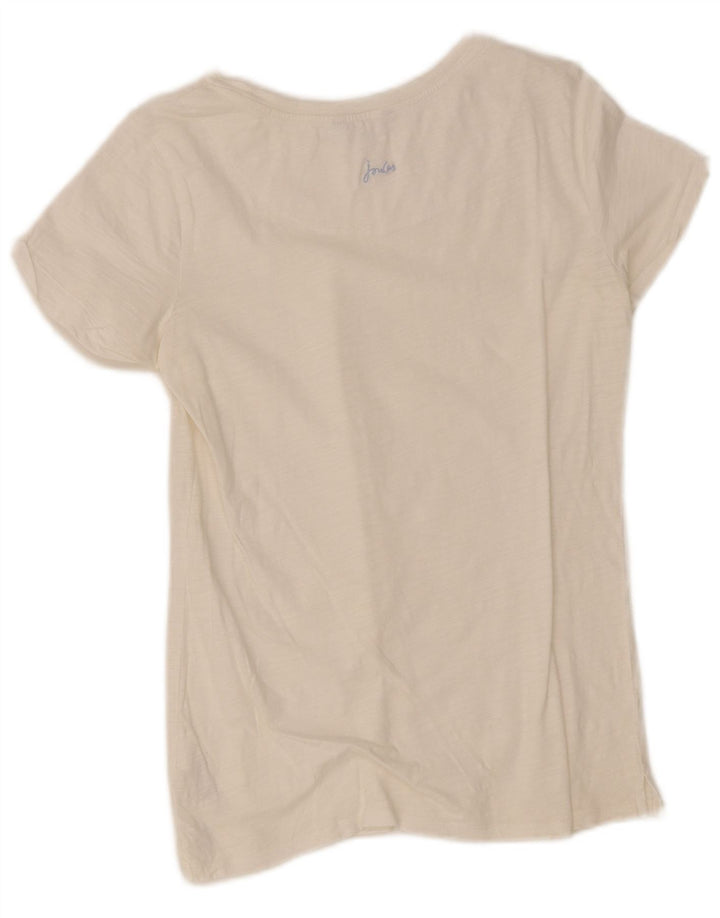 Joules T-Shirt Top UK 12 Medium Hvid Bomuld
