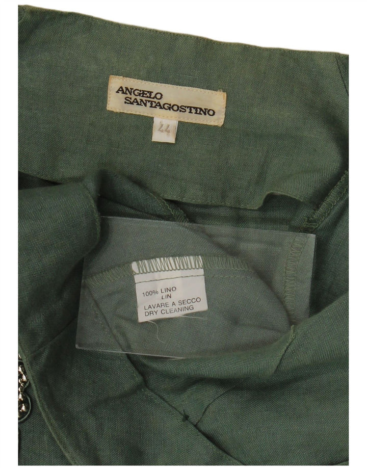 ANGELO SANTAGOSTINO Bolero-top til kvinder IT 44 Medium Green Linen