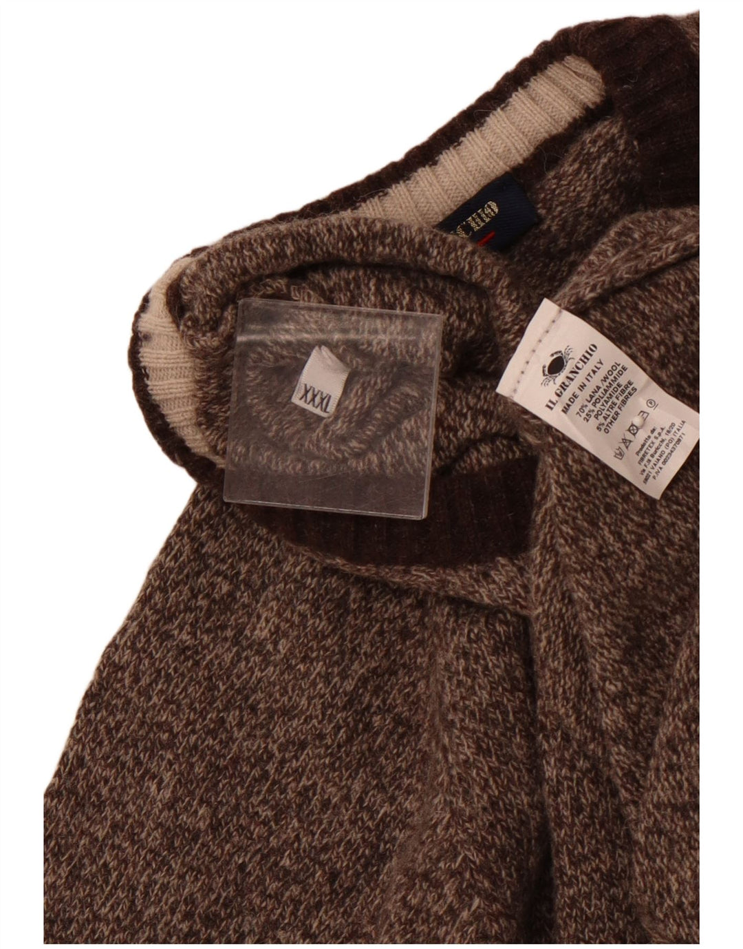 IL GRANCHIO Dame sweater med rund hals DK 22 3XL Brun Flecked Uld