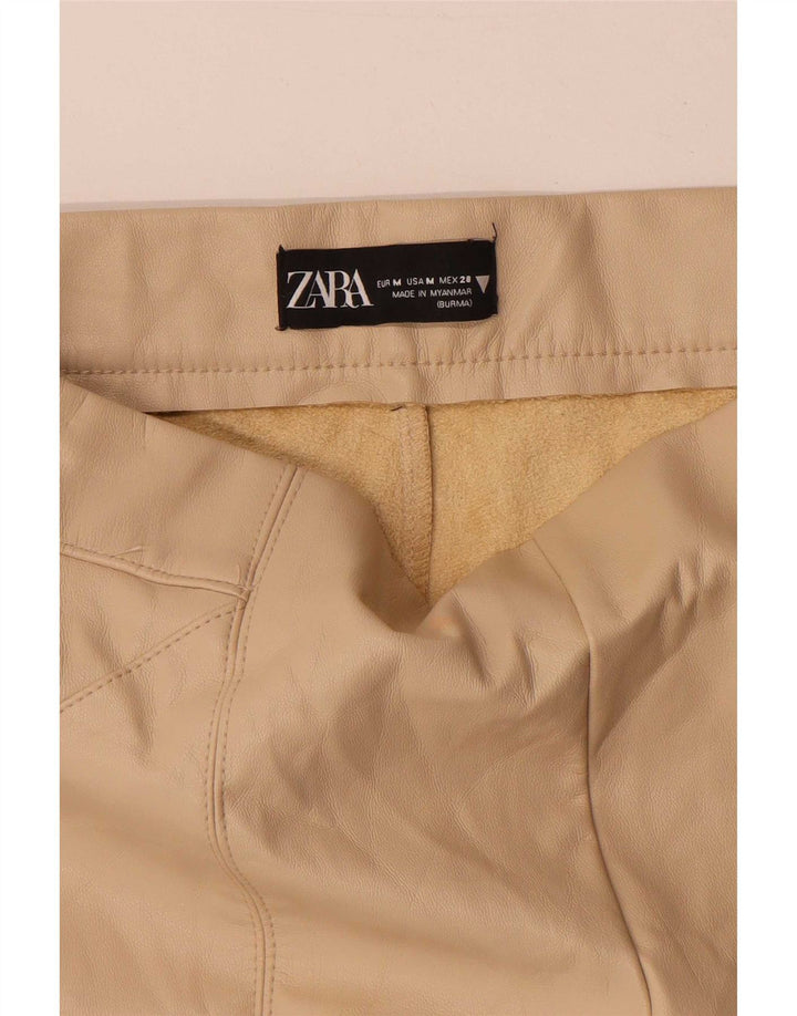 Zara Dame Skinny Læderbukser Medium W28 L28 Beige