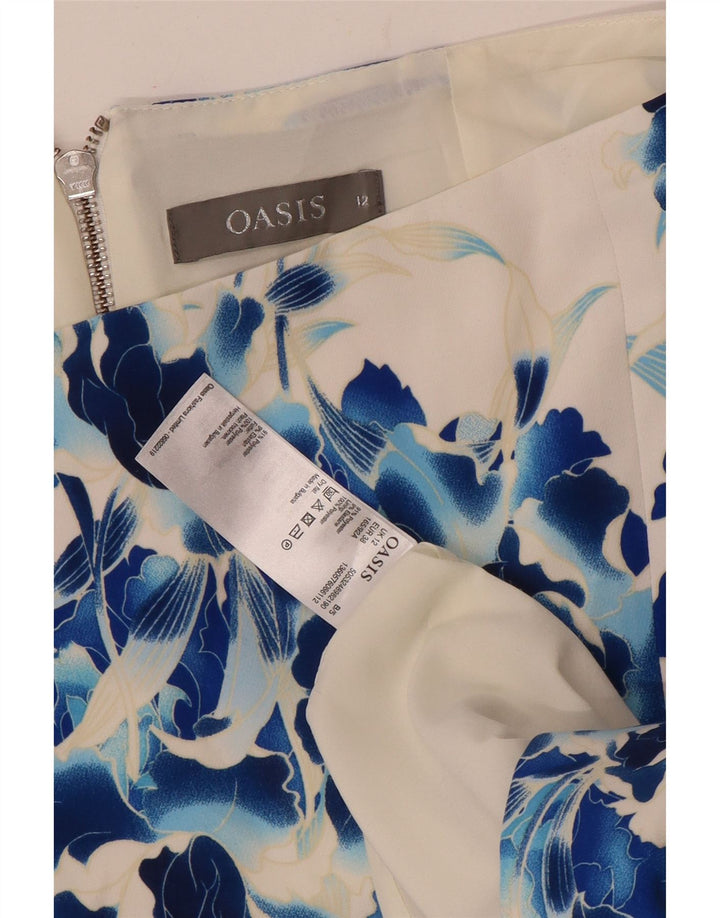 Oasis Womens Pencil Skirt UK 12 Medium W32 White Floral Polyester