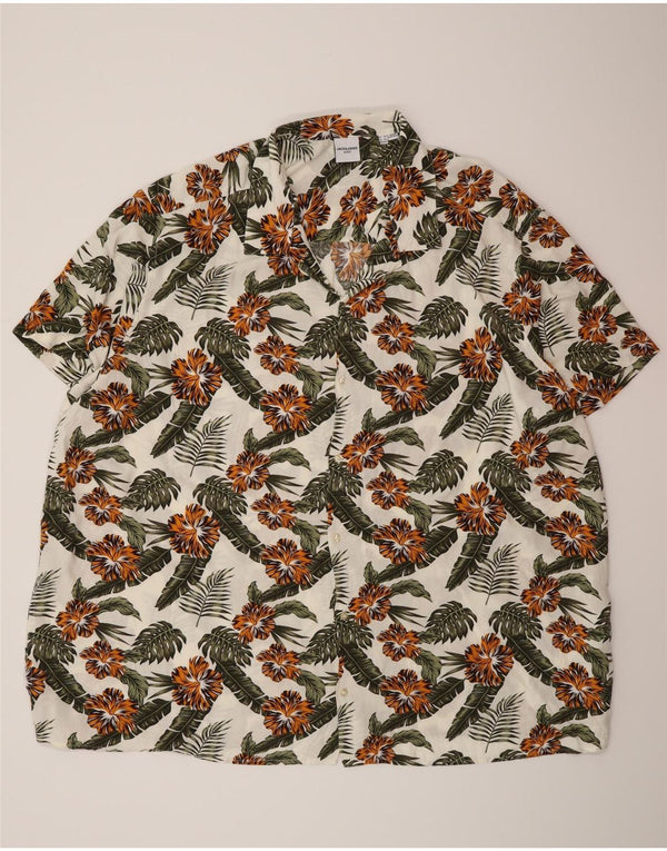 Jack & Jones Herre Hawaii kortærmet skjorte 5XL hvid blomsterviscose