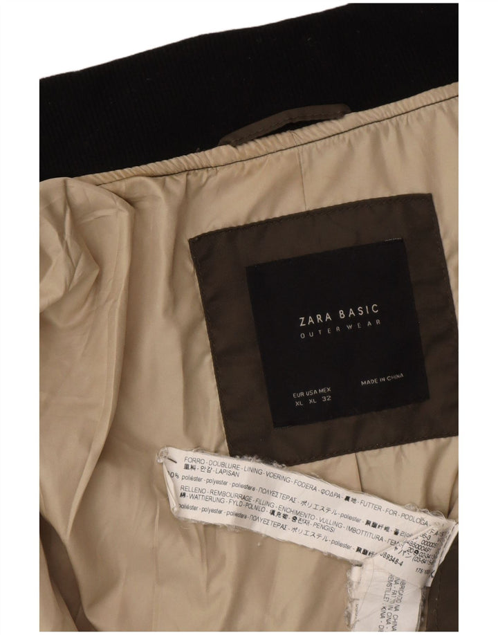 Zara Herre Bomber Jacket UK 42 XL Khaki Colourblock Polyester