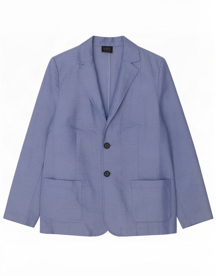Marks & Spencer Dame 2 Button Blazer Jacket UK 14 Large Blue Linen