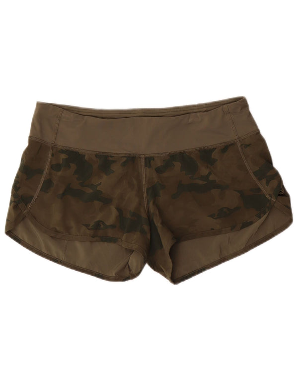 LULULEMON Sportsshorts til kvinder UK 8 Small Khaki Camouflage Polyester