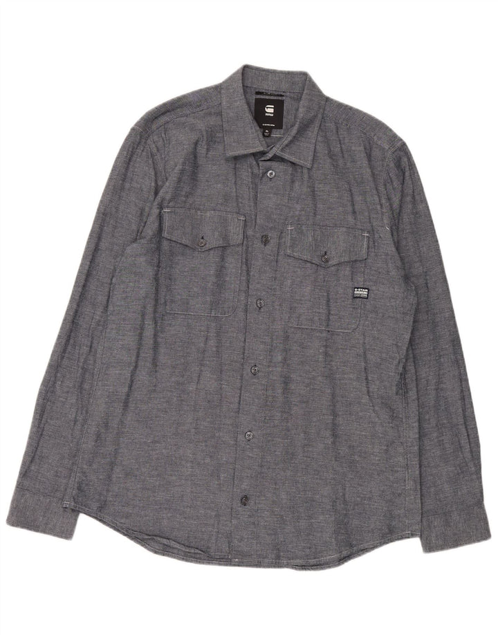 G-Star herre Slim Fit skjorte XL marineblå bomuld