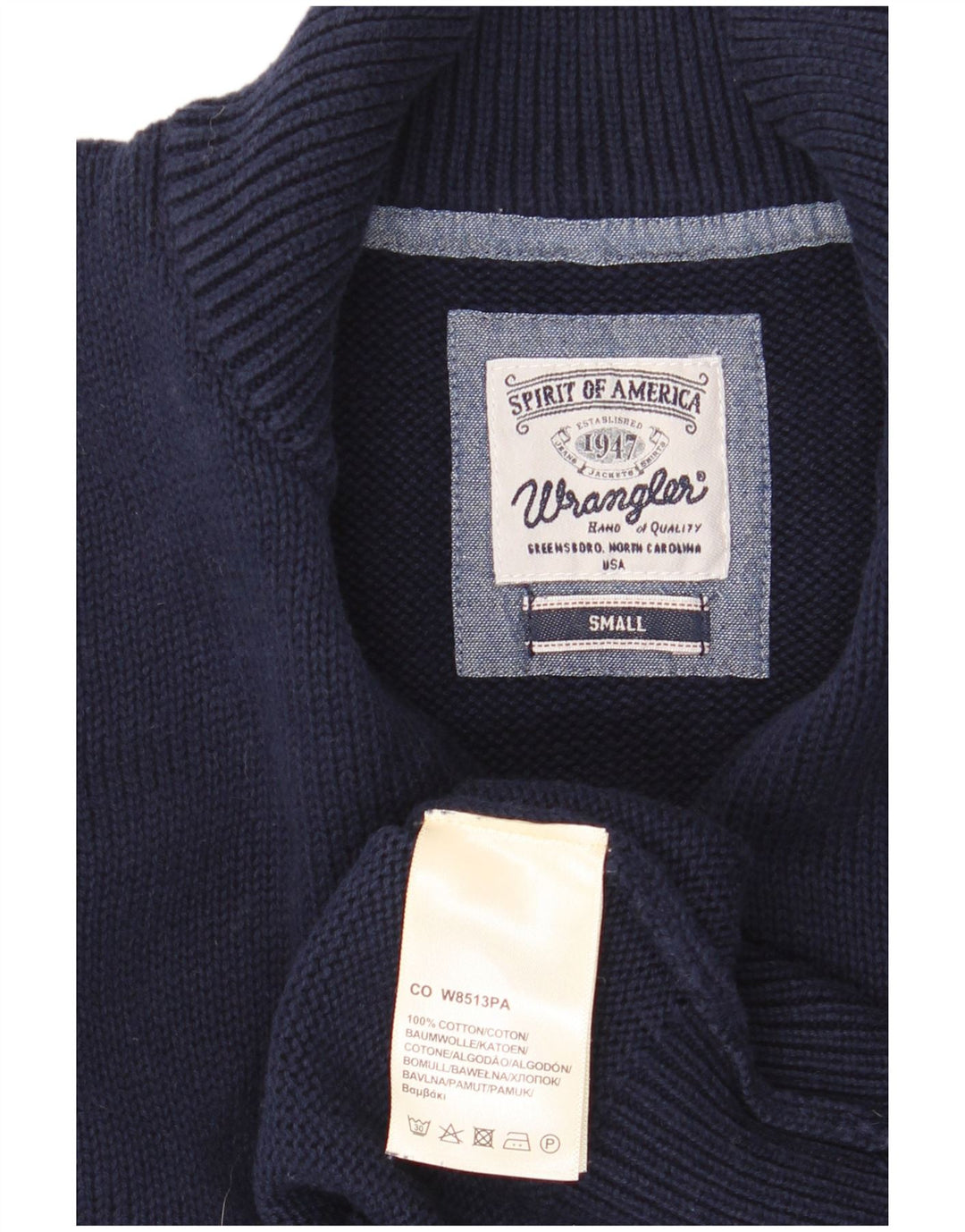 Wrangler herre lynlås-hals sweater lille marineblå bomuld