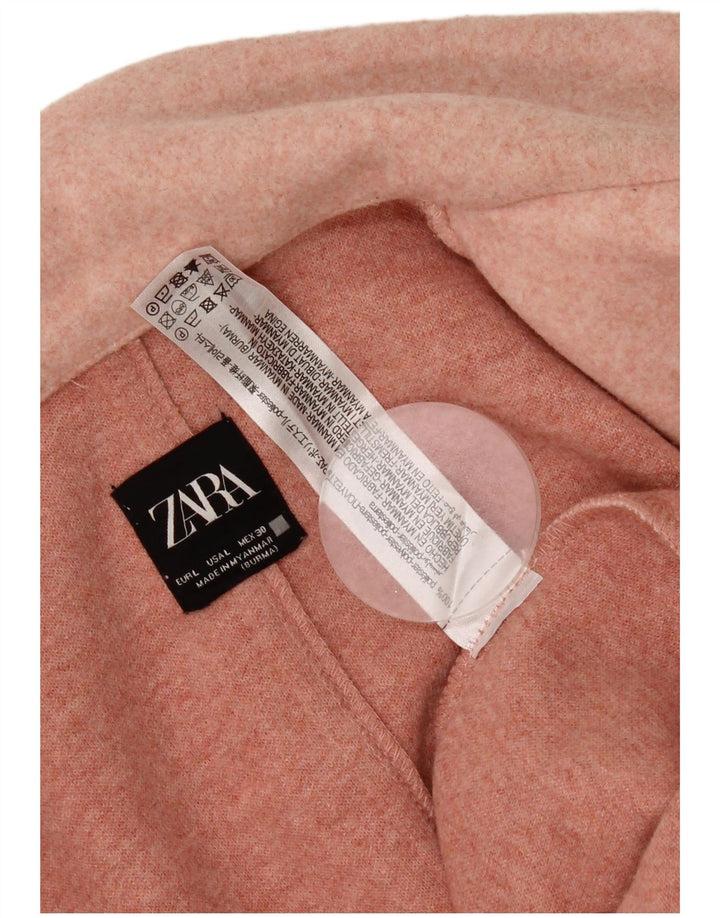 Zara Womens Open Overcoat UK 16 Large Pink Polyester