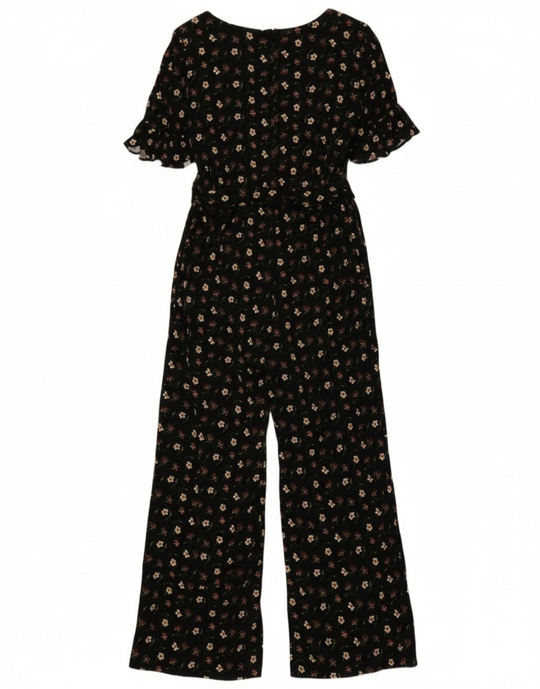 Oasis Dame Kortærmet Jumpsuit UK 14 Medium Black Floral