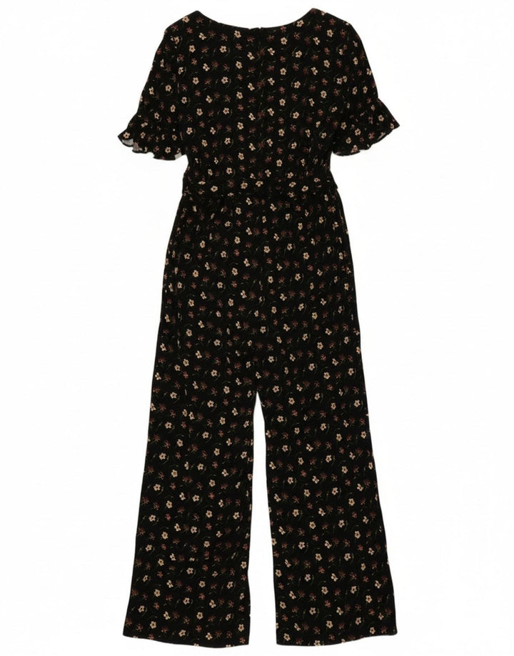 Oasis Dame Kortærmet Jumpsuit UK 14 Medium Black Floral