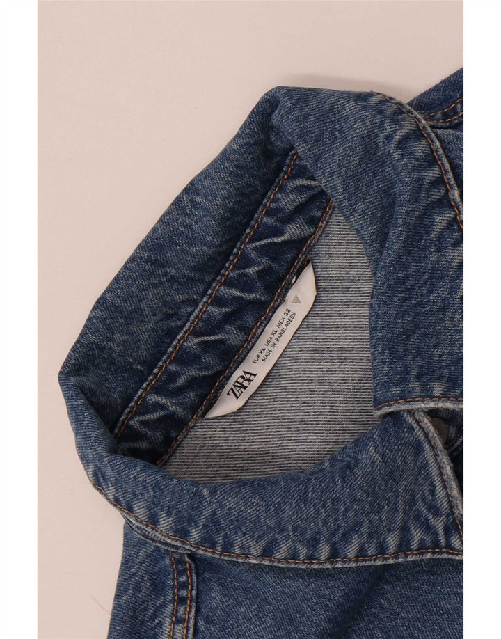 Zara Dame Asymmetrisk Oversized Denim Shirt UK 18 XL Blå