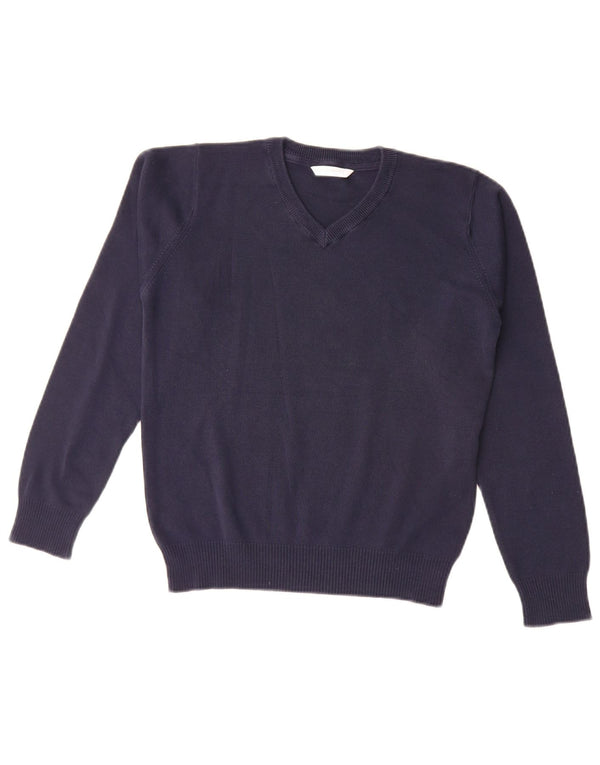 Marks & Spencer Girls V-hals sweater 11-12 år Marineblå bomuld