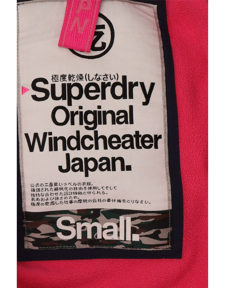 Superdry vindjakke til kvinder med hætte vindjakke UK 10 Small Navy Blue