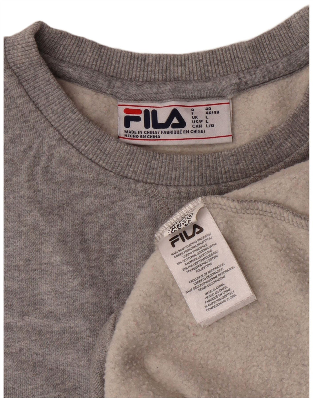 FILA Womens Sweatshirt Jumper UK 16 Large Grey Cotton