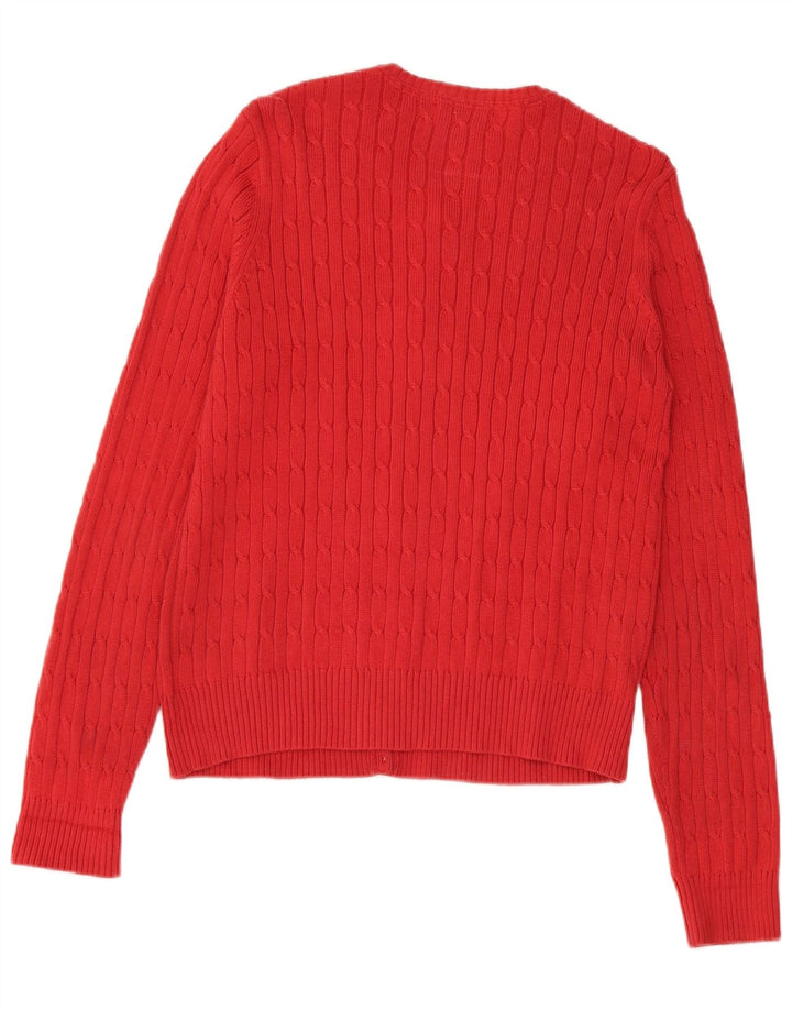 Eddie Bauer Dame Stretch Cardigan Sweater UK 14 Medium Rød Bomuld