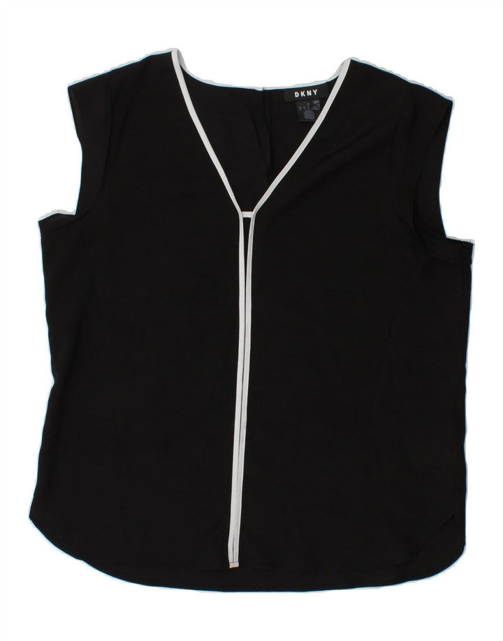DKNY Womens Sleeveless Blouse Top UK 18 XL Black Polyester Vintage Dkny and Second-Hand Dkny from Messina Hembry 