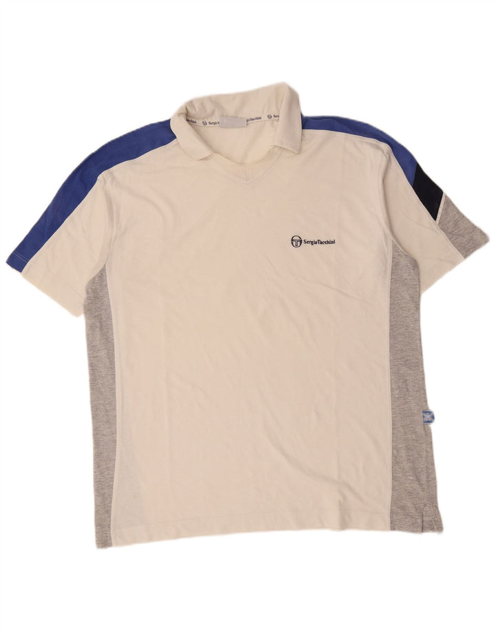 Sergio Tacchini Polo Shirt til mænd XL Hvid Colourblock