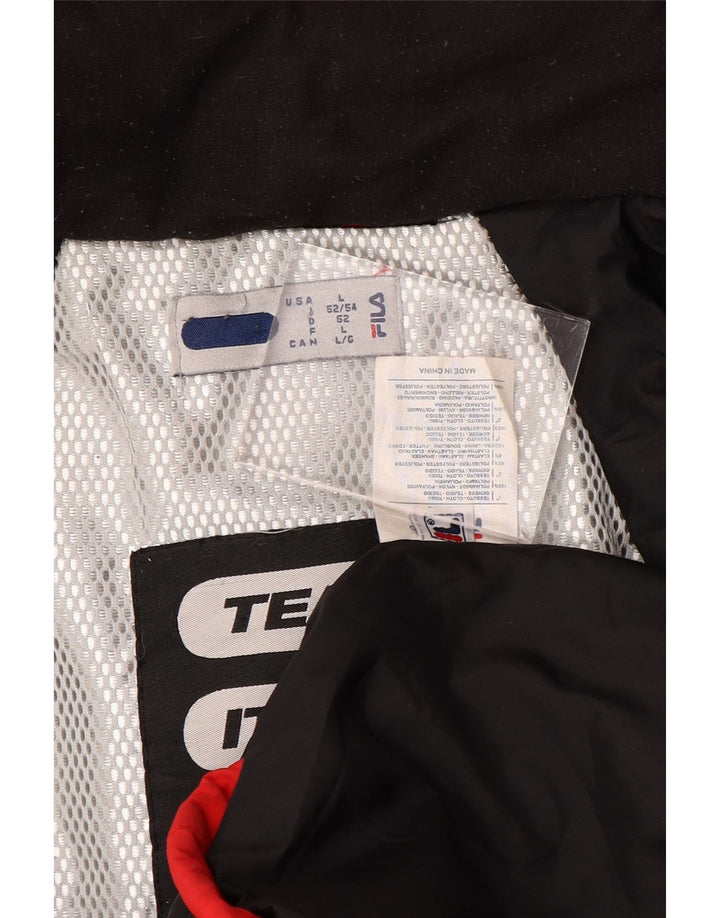 Fila Vindjakke med hætte til mænd UK 40 Stor rød farveblok polyamid