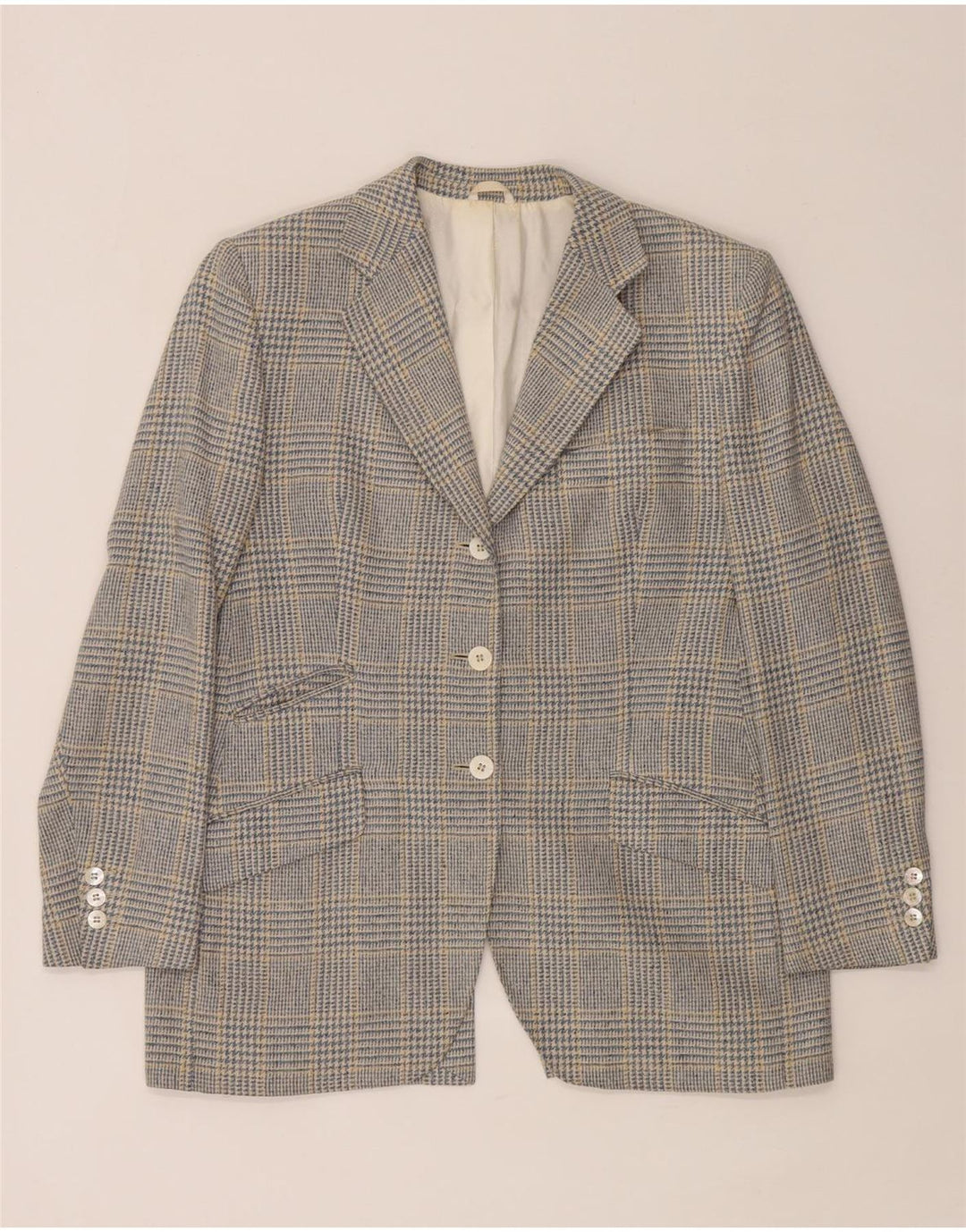 Burberrys Dame 3-knaps blazerjakke UK 12 Medium Blue Houndstooth