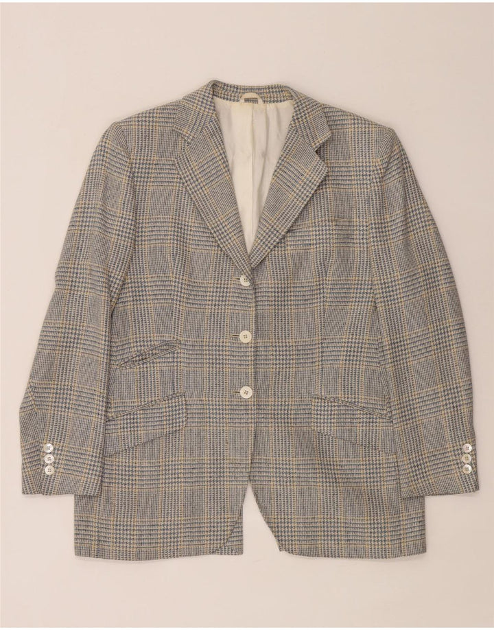 Burberrys Dame 3-knaps blazerjakke UK 12 Medium Blue Houndstooth