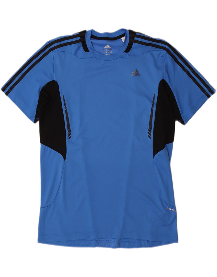 ADIDAS Herre Climacool T-Shirt Top Medium Blue Colourblock Polyester