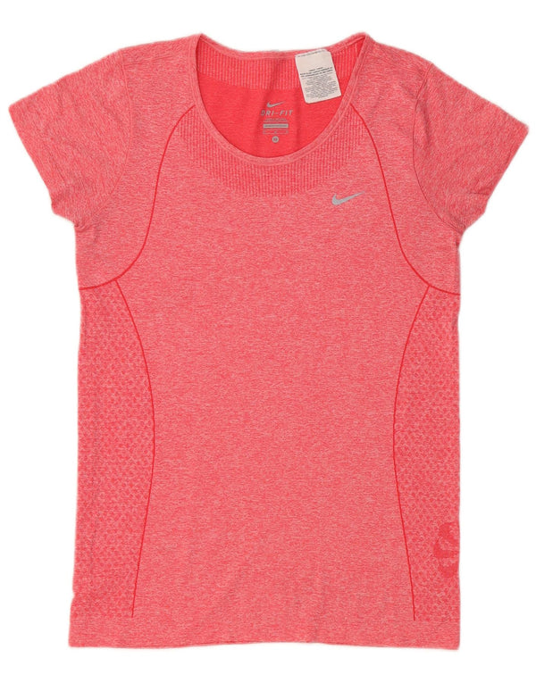 Nike Womens Dri Fit T-Shirt Top UK 12 Medium Red Flecked Polyester