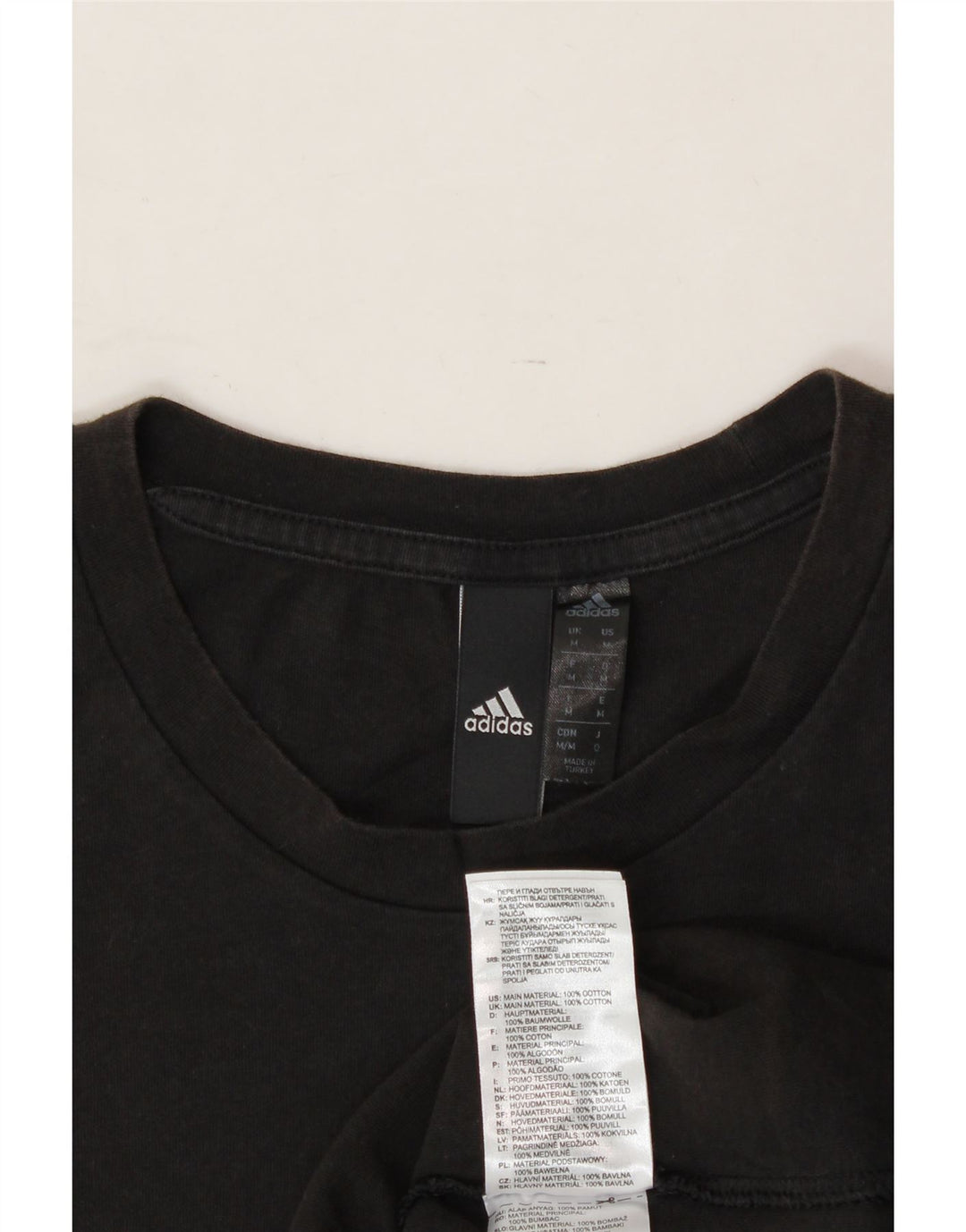 ADIDAS Mens T-Shirt Top Medium Black Cotton Vintage Adidas and Second-Hand Adidas from Messina Hembry 