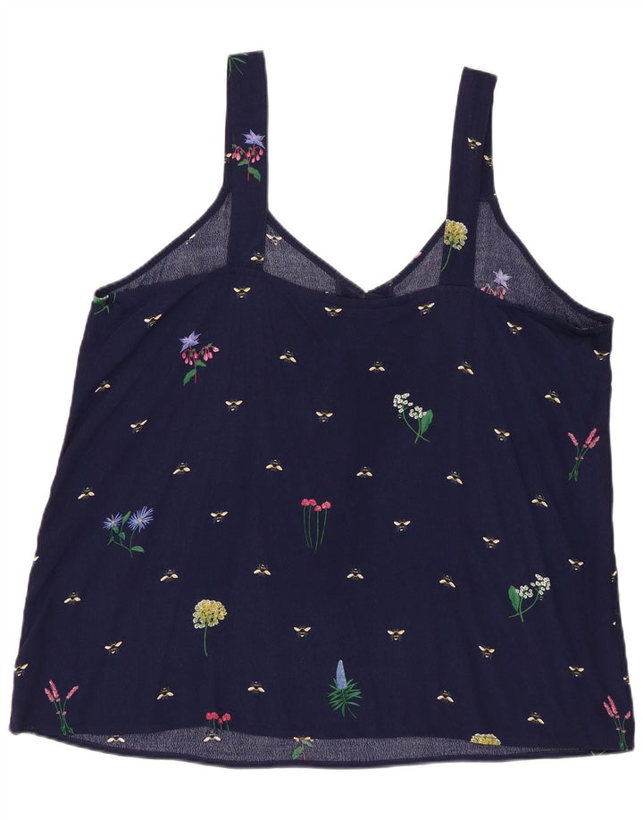 Joules kvinders abstrakt mønster Cami Top UK 20 2XL Navy Blue Viscose
