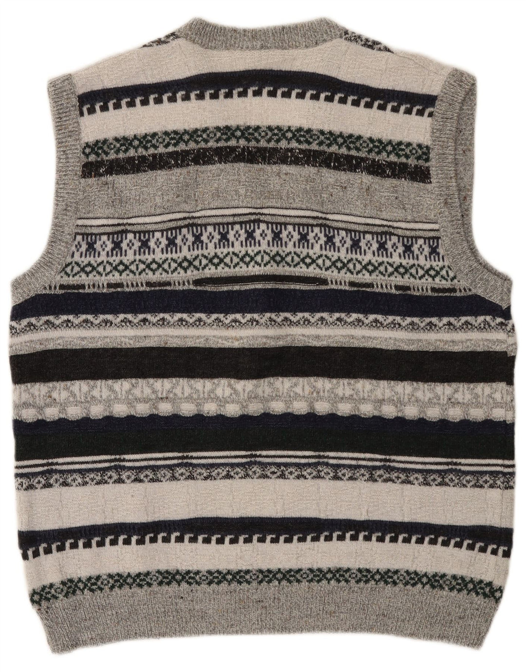 VINTAGE Vest Tank Top Medium Grå Stribet Polyacryl