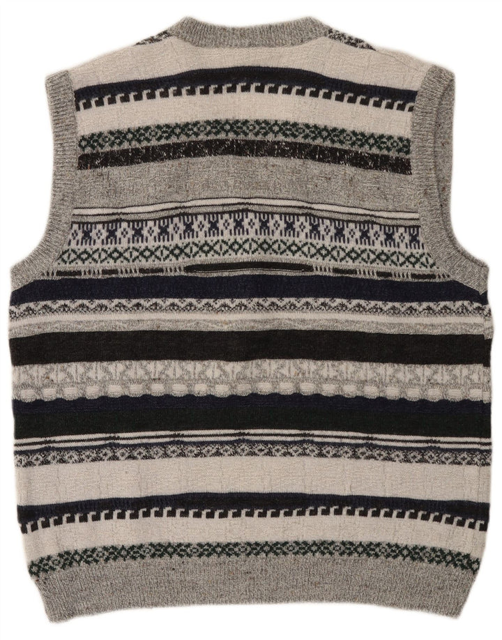 VINTAGE Vest Tank Top Medium Grå Stribet Polyacryl