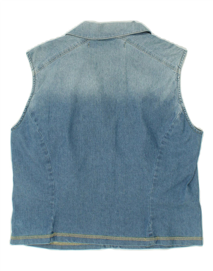 LEE Womens Crop Sleeveless Pullover Shirt UK 16 Large Blue Colourblock Vintage Lee and Second-Hand Lee from Messina Hembry 