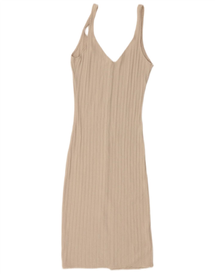 Zara Womens Slip Dress UK 10 Small Beige Viscose