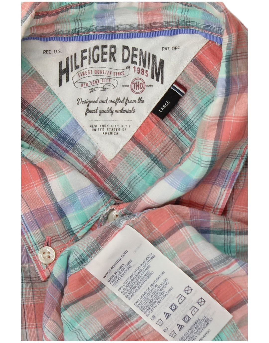 Tommy Hilfiger Herreskjorte Stor flerfarvet ternet bomuld